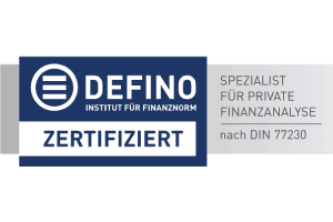 Logo DEFINO zertifiziert - Spezialist für private Finanzanalyse DIN 77230